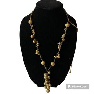 Lia Sophia Necklace Gold Tone Ball Pendant 21 inch Long Signed Classic Jewelry